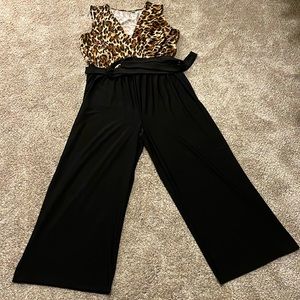 Tacera Black and Animal print one peace. Size 1x